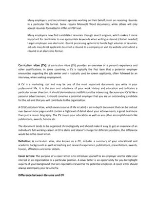 b. many companies only use electronically submitted or emailed résumés. c.|Introduction To Résumé Writing Quiz .